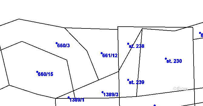 Parcela st. 661/12 v KÚ Střelice u Jevišovic, Katastrální mapa