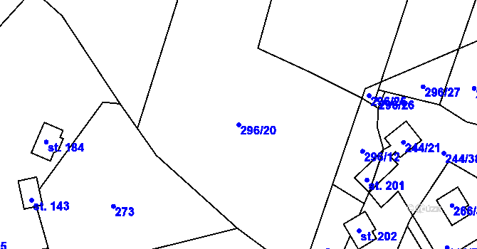 Parcela st. 296/20 v KÚ Střelice u Jevišovic, Katastrální mapa