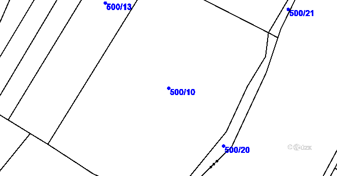 Parcela st. 500/10 v KÚ Střelice u Jevišovic, Katastrální mapa