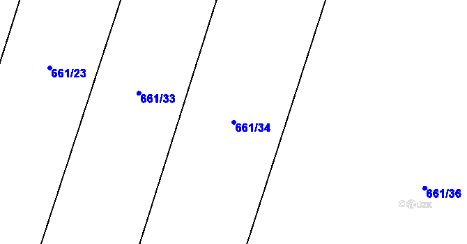 Parcela st. 661/34 v KÚ Střelice u Jevišovic, Katastrální mapa