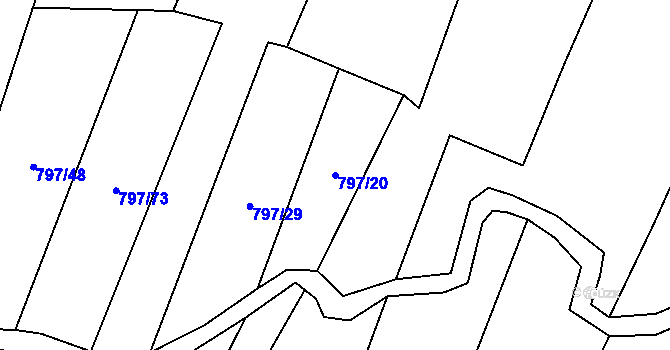 Parcela st. 797/20 v KÚ Střelice u Jevišovic, Katastrální mapa