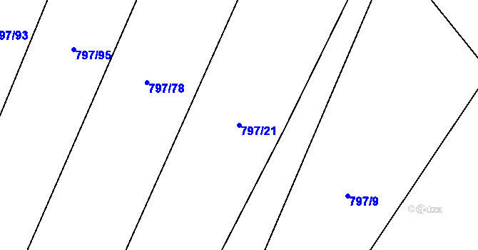 Parcela st. 797/21 v KÚ Střelice u Jevišovic, Katastrální mapa