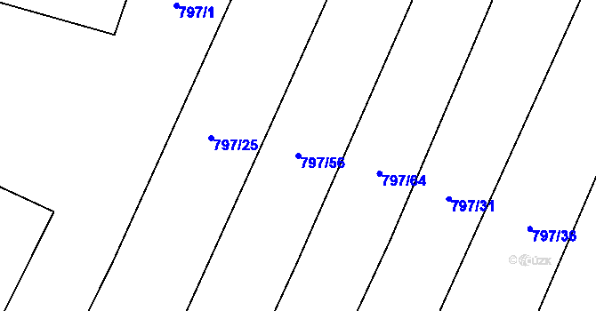 Parcela st. 797/56 v KÚ Střelice u Jevišovic, Katastrální mapa