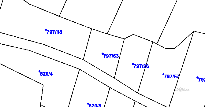 Parcela st. 797/63 v KÚ Střelice u Jevišovic, Katastrální mapa