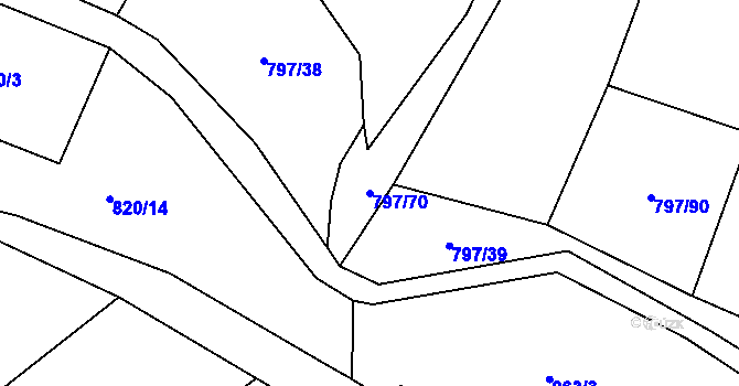 Parcela st. 797/70 v KÚ Střelice u Jevišovic, Katastrální mapa