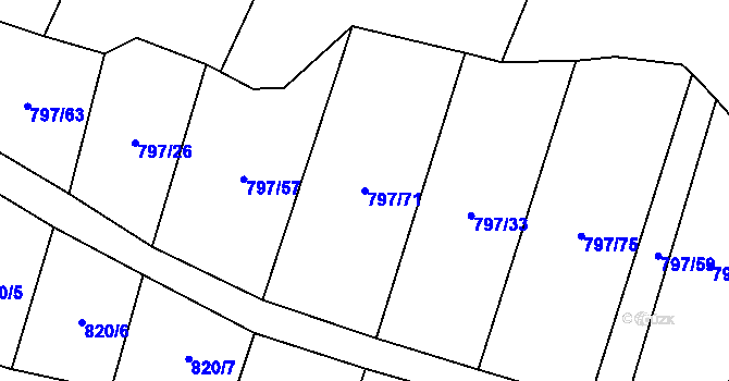 Parcela st. 797/71 v KÚ Střelice u Jevišovic, Katastrální mapa