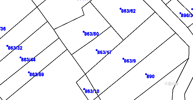 Parcela st. 863/17 v KÚ Střelice u Jevišovic, Katastrální mapa