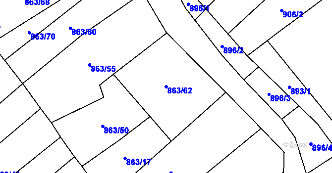 Parcela st. 863/62 v KÚ Střelice u Jevišovic, Katastrální mapa