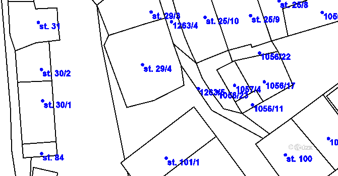 Parcela st. 1057/14 v KÚ Střelice u Jevišovic, Katastrální mapa