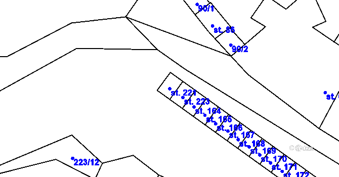Parcela st. 221 v KÚ Střelice u Jevišovic, Katastrální mapa