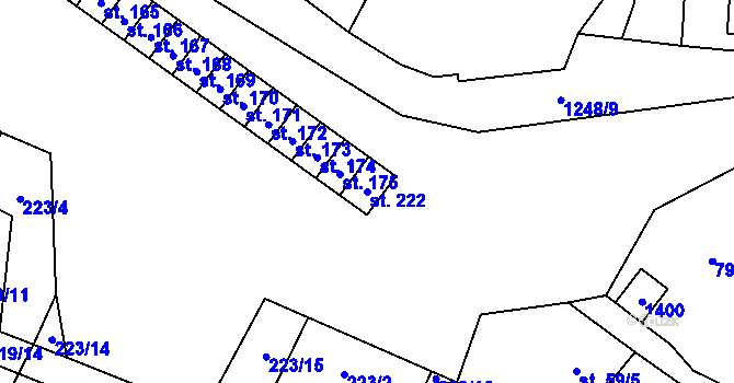 Parcela st. 222 v KÚ Střelice u Jevišovic, Katastrální mapa