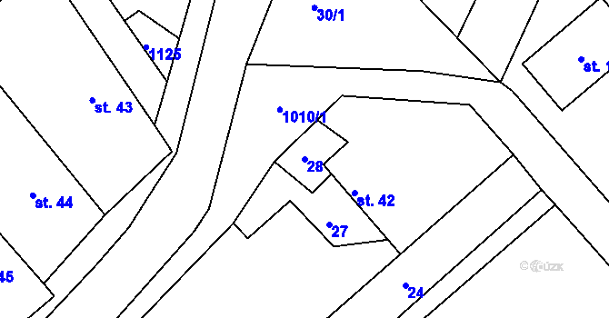 Parcela st. 28 v KÚ Benkov u Střelic, Katastrální mapa