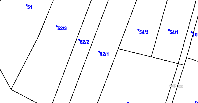 Parcela st. 52/1 v KÚ Benkov u Střelic, Katastrální mapa