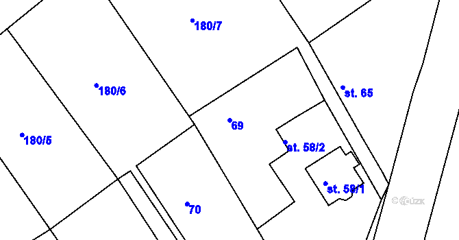 Parcela st. 69 v KÚ Benkov u Střelic, Katastrální mapa