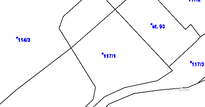 Parcela st. 117/1 v KÚ Benkov u Střelic, Katastrální mapa