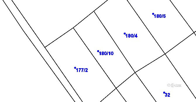 Parcela st. 180/10 v KÚ Benkov u Střelic, Katastrální mapa