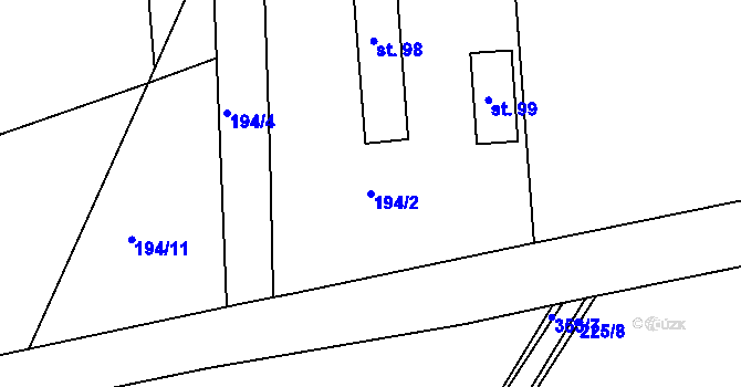 Parcela st. 194/2 v KÚ Benkov u Střelic, Katastrální mapa