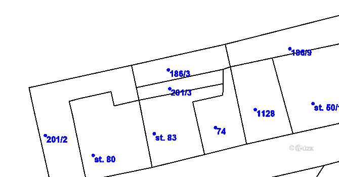 Parcela st. 201/3 v KÚ Benkov u Střelic, Katastrální mapa