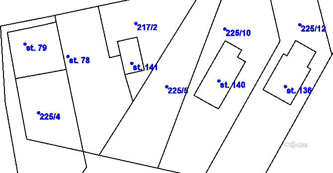 Parcela st. 225/5 v KÚ Benkov u Střelic, Katastrální mapa