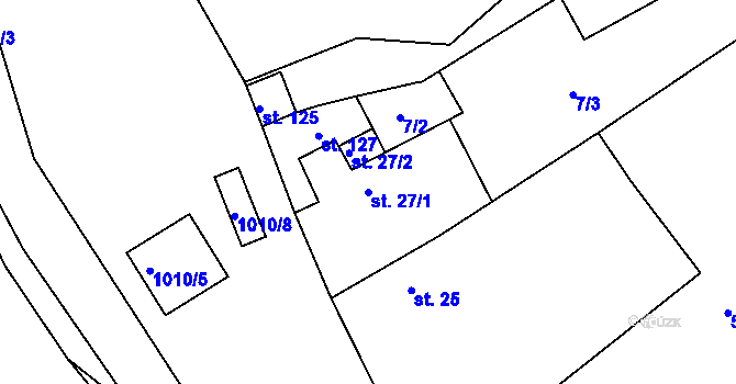 Parcela st. 27/1 v KÚ Benkov u Střelic, Katastrální mapa