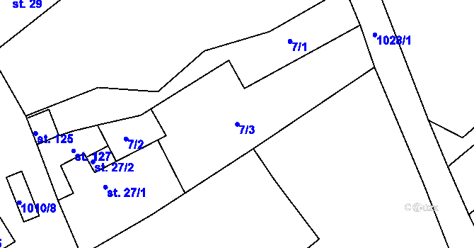 Parcela st. 7/3 v KÚ Benkov u Střelic, Katastrální mapa