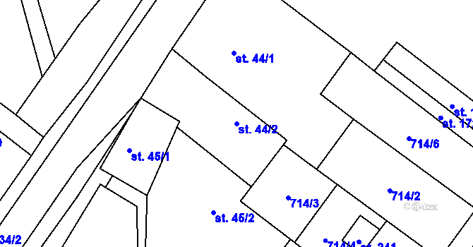 Parcela st. 44/2 v KÚ Střelice u Litovle, Katastrální mapa