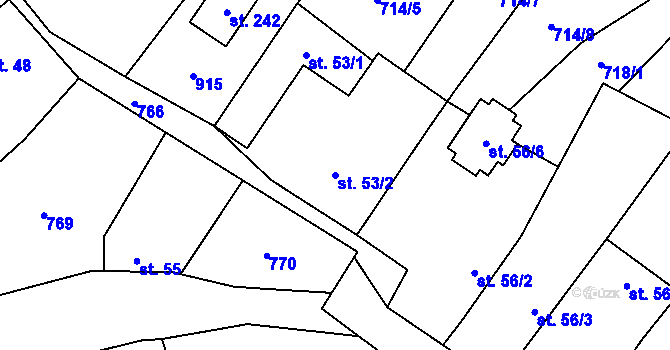 Parcela st. 53/2 v KÚ Střelice u Litovle, Katastrální mapa