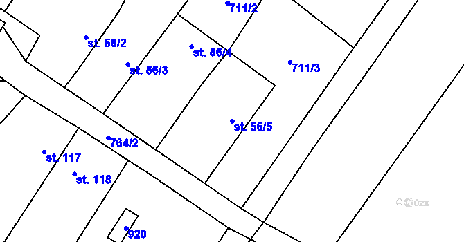 Parcela st. 56/5 v KÚ Střelice u Litovle, Katastrální mapa