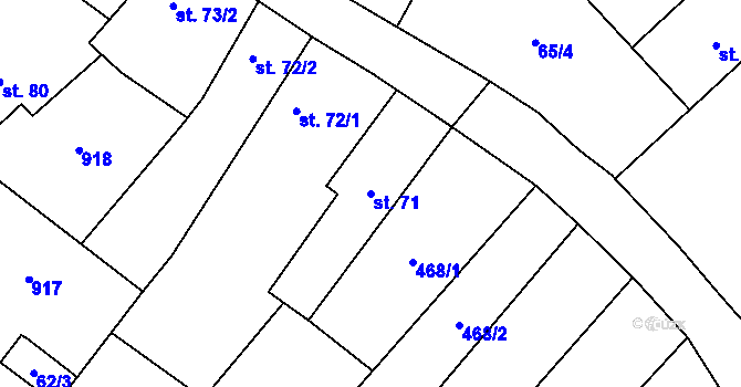 Parcela st. 71 v KÚ Střelice u Litovle, Katastrální mapa