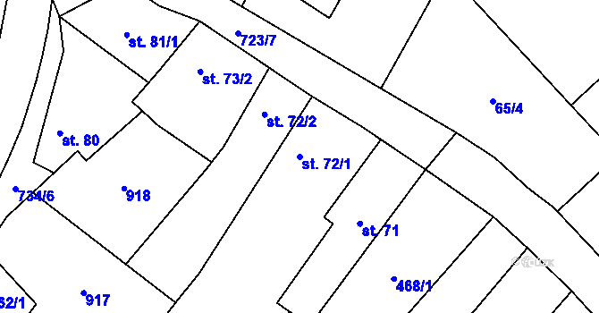 Parcela st. 72/1 v KÚ Střelice u Litovle, Katastrální mapa