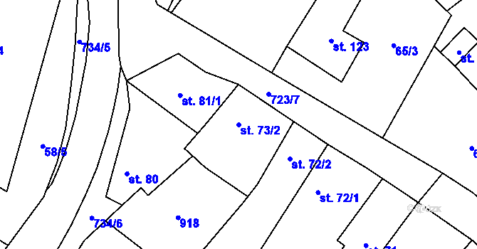 Parcela st. 73/2 v KÚ Střelice u Litovle, Katastrální mapa