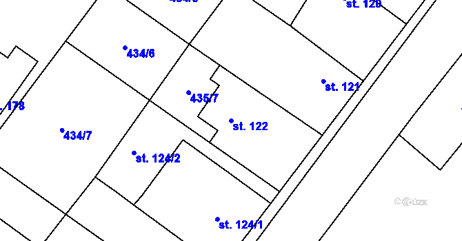 Parcela st. 122 v KÚ Střelice u Litovle, Katastrální mapa