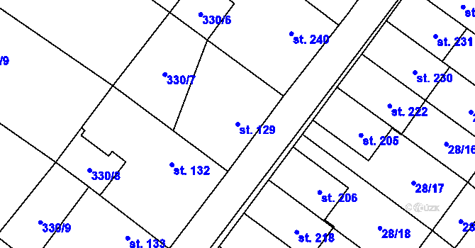Parcela st. 129 v KÚ Střelice u Litovle, Katastrální mapa