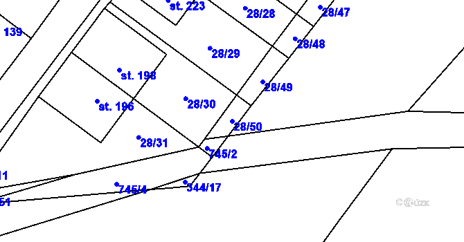 Parcela st. 28/50 v KÚ Střelice u Litovle, Katastrální mapa