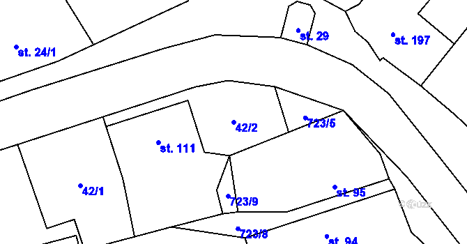 Parcela st. 42/2 v KÚ Střelice u Litovle, Katastrální mapa