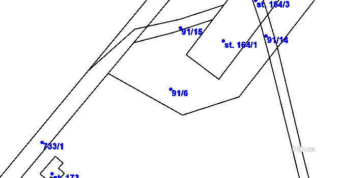 Parcela st. 91/6 v KÚ Střelice u Litovle, Katastrální mapa