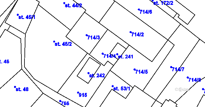 Parcela st. 714/4 v KÚ Střelice u Litovle, Katastrální mapa