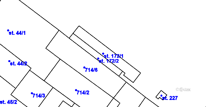 Parcela st. 172/1 v KÚ Střelice u Litovle, Katastrální mapa