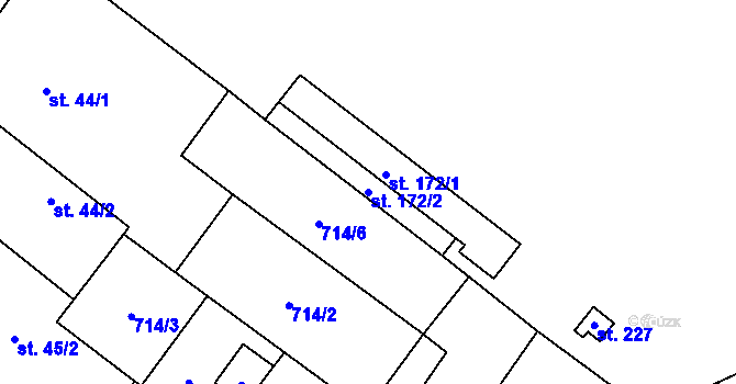 Parcela st. 172/2 v KÚ Střelice u Litovle, Katastrální mapa