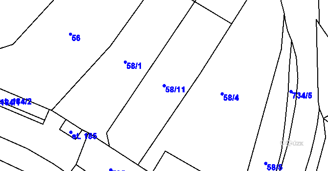 Parcela st. 58/11 v KÚ Střelice u Litovle, Katastrální mapa