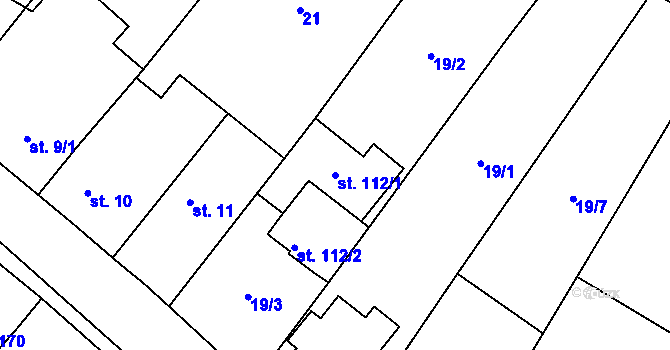 Parcela st. 112/1 v KÚ Střelice u Litovle, Katastrální mapa