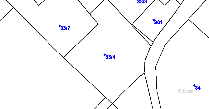 Parcela st. 33/4 v KÚ Střelice u Litovle, Katastrální mapa