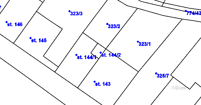 Parcela st. 144/2 v KÚ Střelice u Litovle, Katastrální mapa