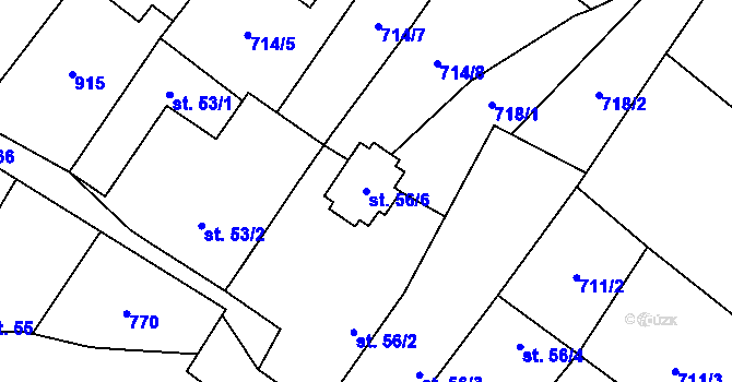 Parcela st. 56/6 v KÚ Střelice u Litovle, Katastrální mapa