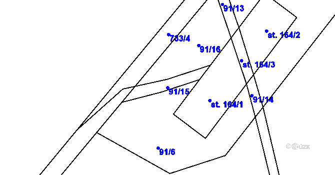 Parcela st. 91/15 v KÚ Střelice u Litovle, Katastrální mapa