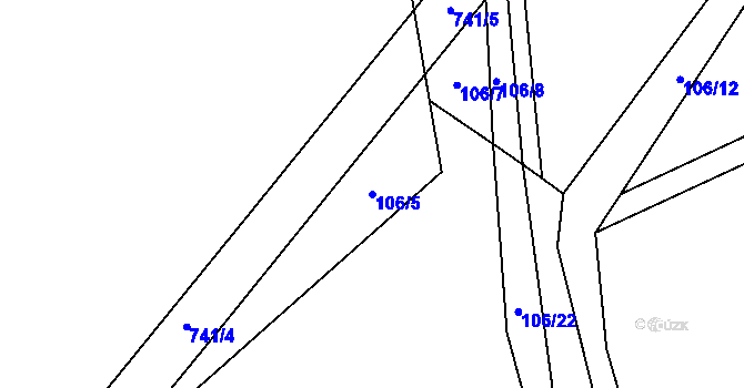 Parcela st. 106/5 v KÚ Střelice u Litovle, Katastrální mapa