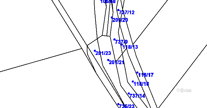 Parcela st. 201/21 v KÚ Střelice u Litovle, Katastrální mapa