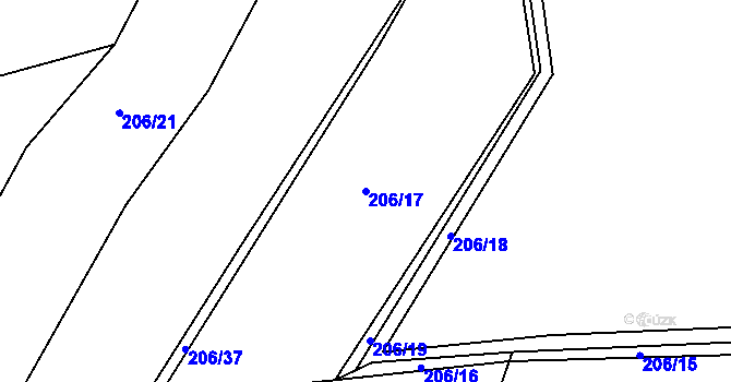 Parcela st. 206/17 v KÚ Střelice u Litovle, Katastrální mapa