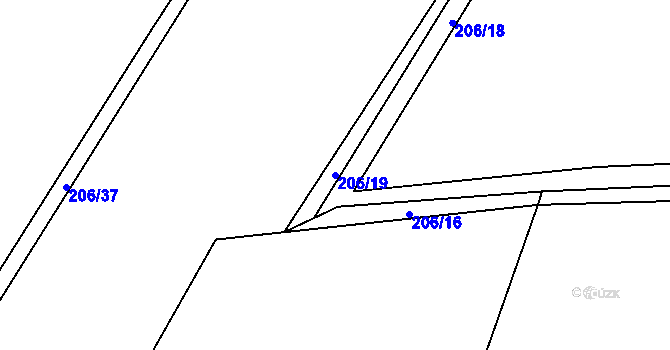 Parcela st. 206/19 v KÚ Střelice u Litovle, Katastrální mapa