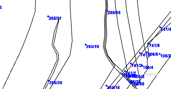 Parcela st. 265/19 v KÚ Střelice u Litovle, Katastrální mapa